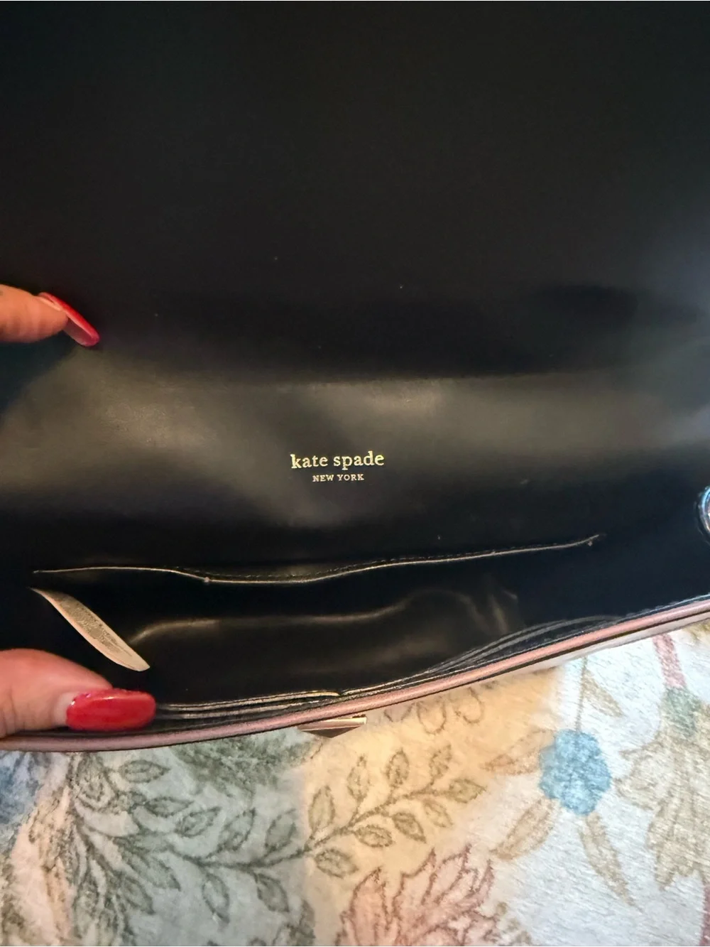 kate spade Two-Tone Pink and Rose Leather Shoulder Bag with Black Strap